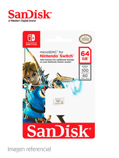 Memoria SanDisk MicroSDXC, 64GB, U3, para Nintendo Switch.