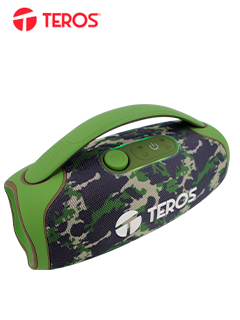 parlante teros color verde militar camuflado, 60 wattsa prueba de agua , baterÍa