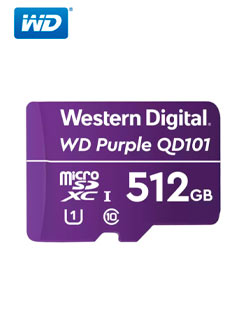 Memoria Flash WD Purple 512GB SC QD101 microSD, ideal para Camaras de videovigilancia.