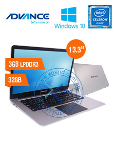 notebook advance nova nv7546, 13.3 fhd, intel celeron n3350 1.1ghz, 3gb lpddr3, 32gb
