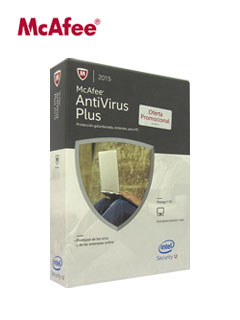 software mcafee antivirus plus 2015, 1 pc, licencia 1 año.